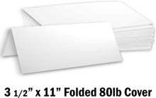 Hamilco Blank Tent Name Place Table Cards 3 1/2" x 11" Folded Card Stock - White Cardstock Paper 80lb Cover - 100 Pack