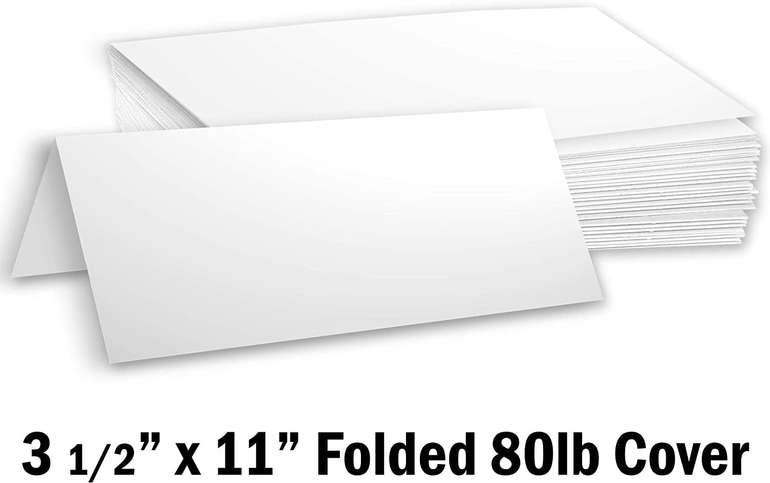 Hamilco Blank Tent Name Place Table Cards 3 1/2" x 11" Folded Card Stock - White Cardstock Paper 80lb Cover - 100 Pack - Hamilco.com