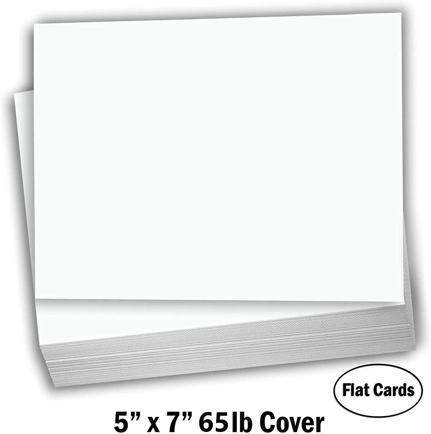 Hamilco White Cardstock Blank Index Flash Note & Post Cards - Flat 5 X 7" Thick Paper 65 lb Card Stock for Printer - 100 Pack - Hamilco.com