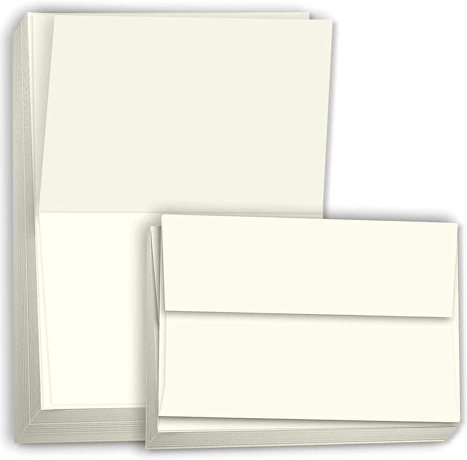 Hamilco Cream White Cardstock Blank Place Tent Folded A2 Cards - Greeting Invitations Stationary - 4 1/4 x 5 1/2" Heavy weight 80 lb Card Stock for Printer - Hamilco.com