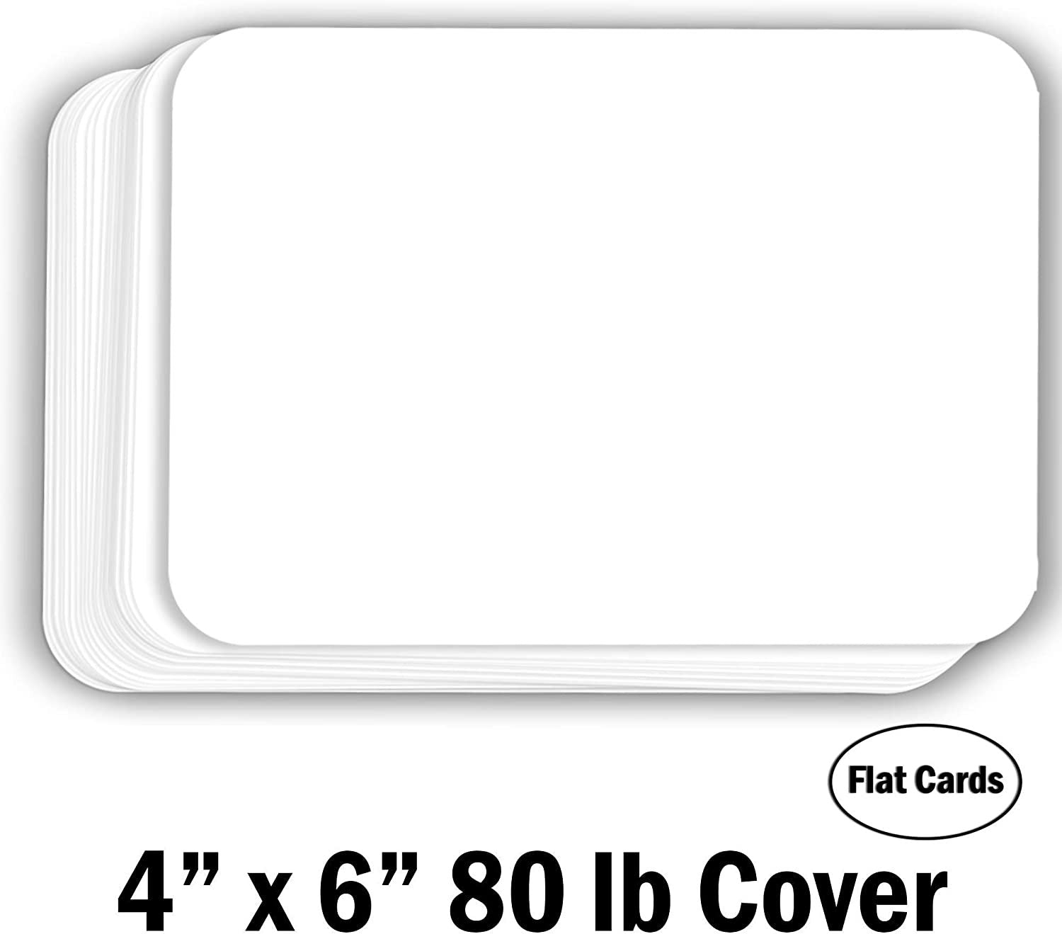 Hamilco White Cardstock Thick Paper - Blank Index Flash Note & Post Cards with Rounded Corners - Greeting Invitations Stationary 4 X 6" Heavy weight 80 lb Card Stock for Printer - 100 Pack - Hamilco.com