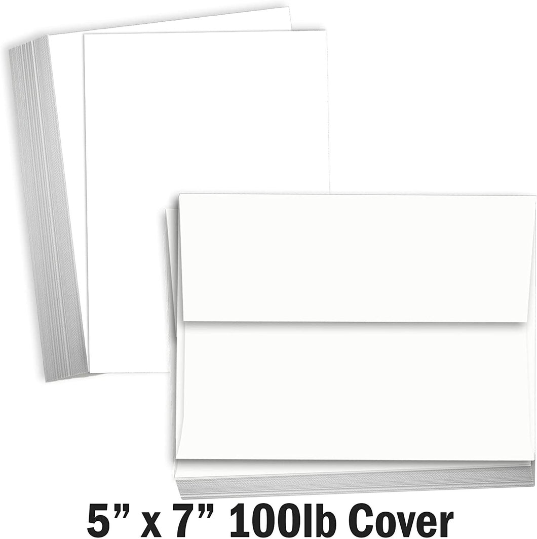 Hamilco Blank Cards and Envelopes 5x7 White Cardstock Paper 100 lb Cover  Card Stock 100 Pack (100 Cards with Envelopes)