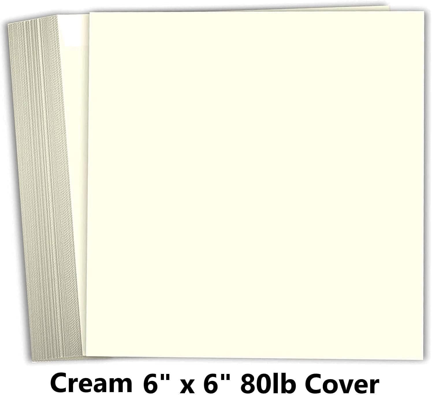 Hamilco 6x6 Cream White Scrapbook Cardstock Paper Heavyweight 100lb Cover Card Stock 100 Pack