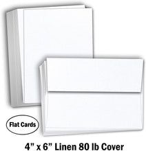 Hamilco Card Stock Blank Cards and Envelopes Flat 4" x 6" Linen White Cardstock Paper 100 Pack