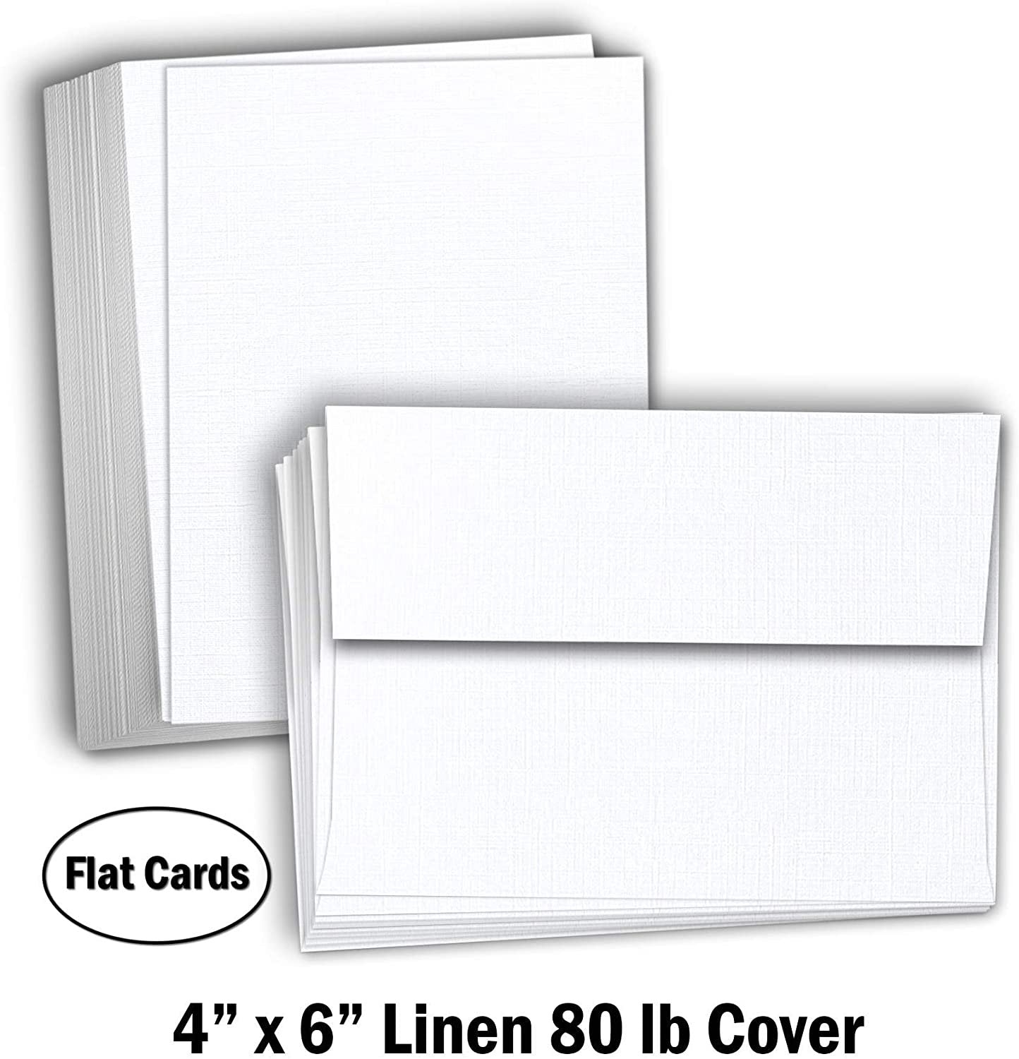 Hamilco Card Stock Blank Cards and Envelopes Flat 4" x 6" Linen White Cardstock Paper 100 Pack - Hamilco.com